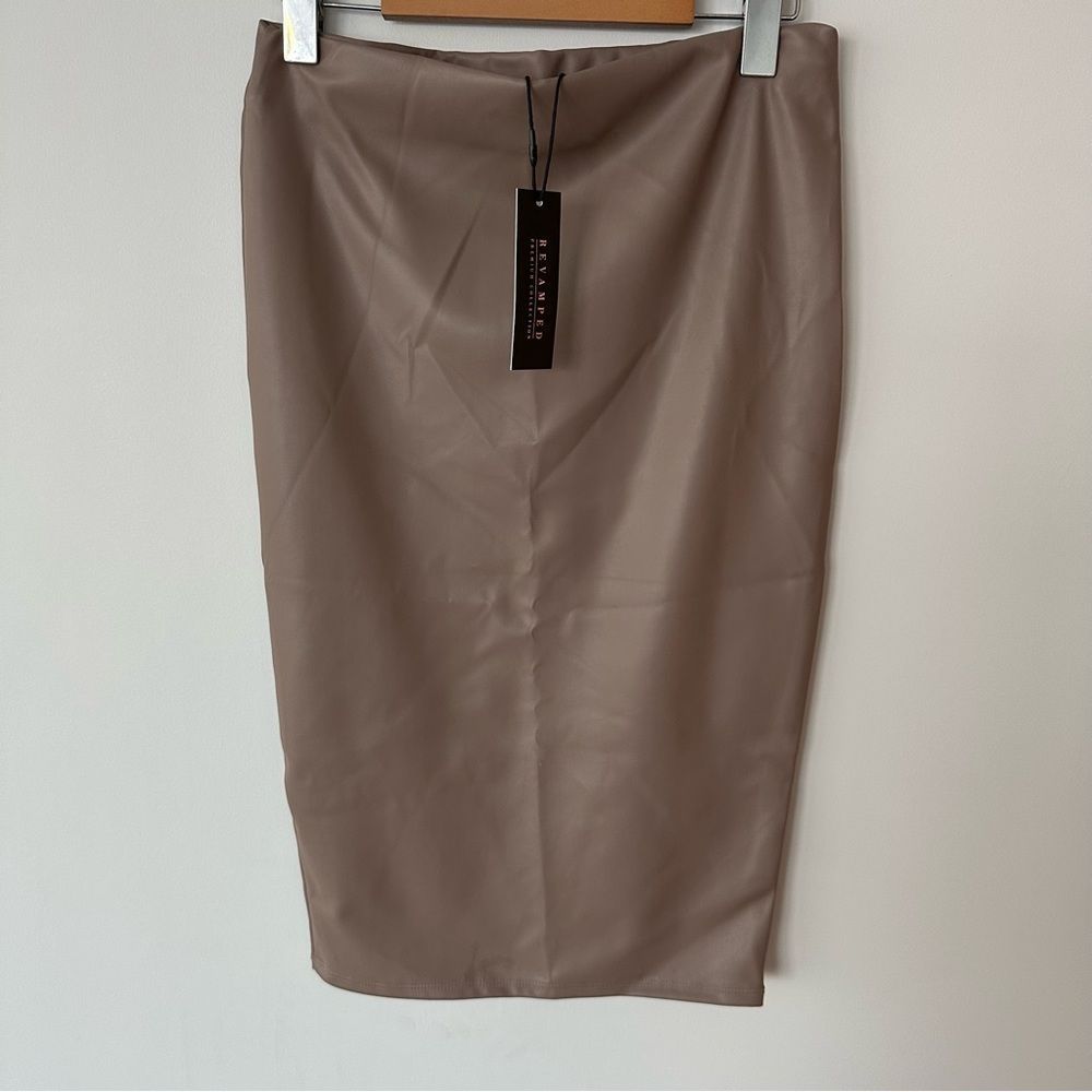 Brown leather skirt